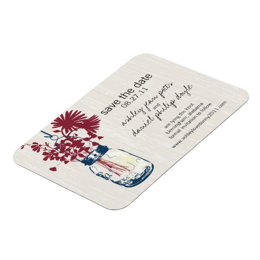 Rustic Mason Jar & Wildflower Sla de datum op Magneet (Linkerzijde)