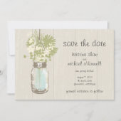 Rustic Mason Jar & Wildflower Sla de datum op Save The Date (Voorkant)