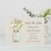 Rustic Mason Jar & Wildflower Sla de datum op Save The Date (Staand voorkant)