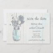 Rustic Mason Jar & Wildflower Sla de datum op Save The Date (Voorkant)