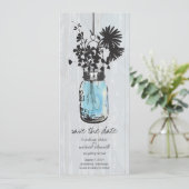 Rustic Mason Jar & Wildflower Sla de datum op Save The Date (Staand voorkant)