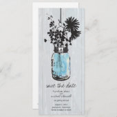 Rustic Mason Jar & Wildflower Sla de datum op Save The Date (Voorkant / Achterkant)