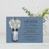 Rustic Mason Jar Wildflowers Baby shower Kaart (Staand voorkant)