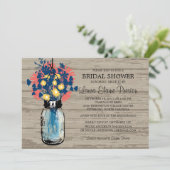 Rustic Mason Jar Wildflowers Vrijgezellenfeest Kaart (Staand voorkant)