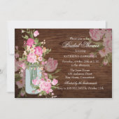 Rustic Mason Jar & Wood Vrijgezellenfeest Invite Kaart (Voorkant)