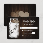 Rustic Mason Jar Wood Wedding RSVP Kaart (Voorkant / Achterkant)
