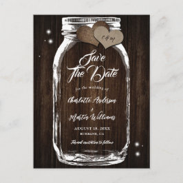 Rustic Mason Jar Wood Wedding Save The Date Aankondigingskaart