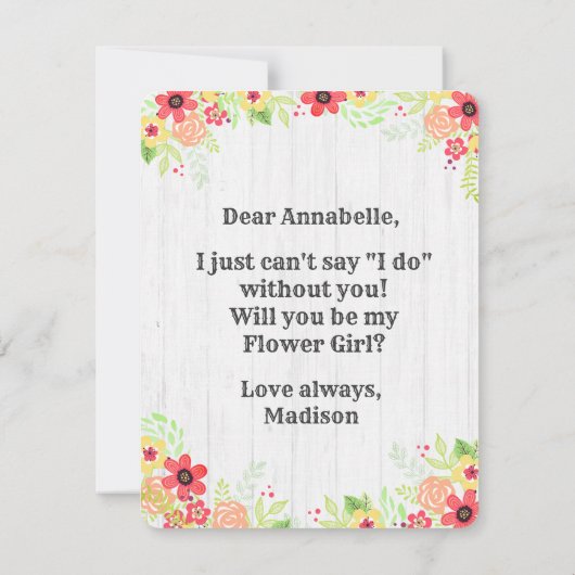 Rustic Mason Jar wordt mijn Bloemenmeisje Kaart (Achterkant)