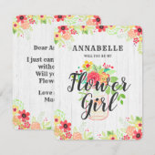 Rustic Mason Jar wordt mijn Bloemenmeisje Kaart (Voorkant / Achterkant)