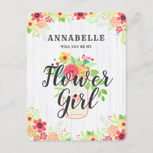 Rustic Mason Jar wordt mijn Bloemenmeisje Kaart