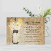 Rustic Mason Jar Yellow Floral Vrijgezellenfeest Kaart (Staand voorkant)