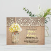 Rustic Mason Jar Yellow Hydrangea vrijgezellenfees Kaart (Staand voorkant)