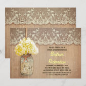 Rustic Mason Jar Yellow Hydrangea vrijgezellenfees Kaart (Voorkant / Achterkant)