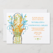 Rustic Mason Jar Yellow Oranje Limoen Aqua Wedding Kaart (Voorkant)