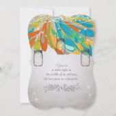 Rustic Mason Jar Yellow Oranje Turquoise Fairytale Kaart (Achterkant)