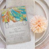 Rustic Mason Jar Yellow Oranje Turquoise Fairytale Kaart