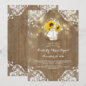 Rustic Mason Jar Zonnebloem Vrijgezellenfeest Kaart (Voorkant / Achterkant)