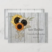 Rustic Mason Jar Zonnebloemen Bewaar de datum Aankondigingskaart (Voorkant / Achterkant)