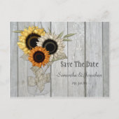 Rustic Mason Jar Zonnebloemen Bewaar de datum Aankondigingskaart (Voorkant)