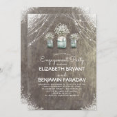 Rustic Mason Jars Baby's Breath Engagement Party Kaart (Voorkant / Achterkant)