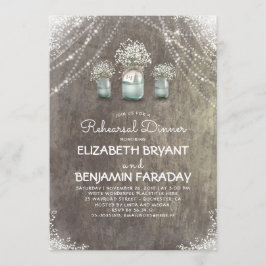 Rustic Mason Jars Baby's Breath Repetitie Diner Kaart