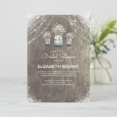 Rustic Mason Jars Baby's Breath Vrijgezellenfeest Kaart (Staand voorkant)