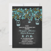 Rustic Mason Jars Chalkboard Engagement Party Kaart (Voorkant)