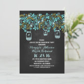 Rustic Mason Jars Chalkboard Engagement Party Kaart (Staand voorkant)