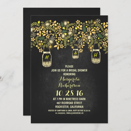 Rustic Mason Jars Chalkboard vrijgezellenfeest Kaart (Voorkant / Achterkant)