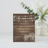 Rustic Mason Jars en Lights Wedding Invitations (Staand voorkant)