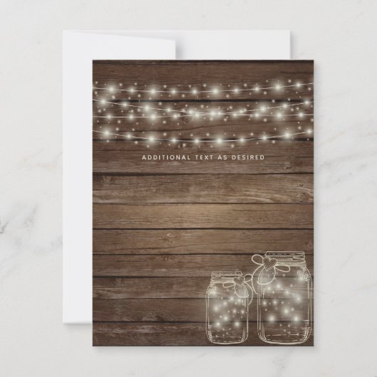 Rustic Mason Jars en Lights Wedding Invitations (Achterkant)