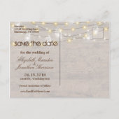 Rustic Mason Jars en String Lights bewaren de datu Aankondigingskaart (Achterkant)