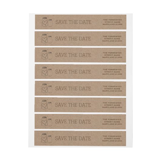 Rustic Mason Jars Heart Save The Date Wedding (Vel)