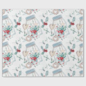 Rustic Mason Jars Holly hoort kerst Cadeaupapier (Vlak)