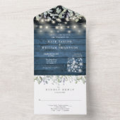 Rustic Mason Jars Lights Foliage Monogram Weddensc All In One Uitnodiging (Binnen)