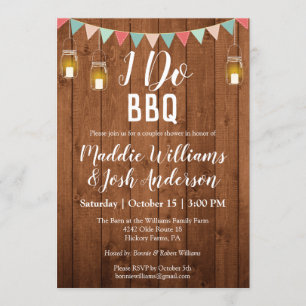 Rustic Mason Jars Lights I Do BBQ Couples Shower Kaart