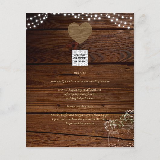 Rustic Mason Jars Lights Lace Gypsophilia WEDDING (Achterkant)