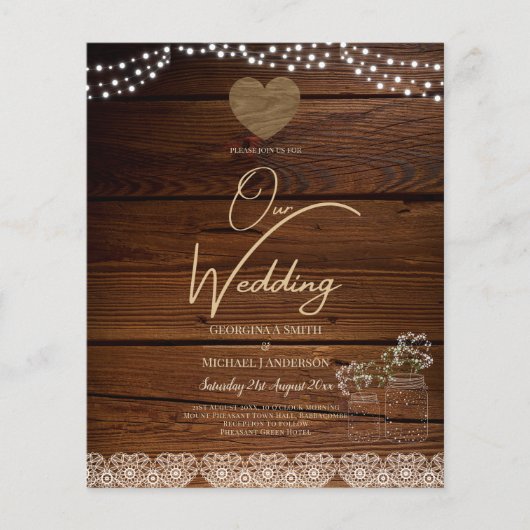 Rustic Mason Jars Lights Lace Gypsophilia WEDDING (Voorkant)