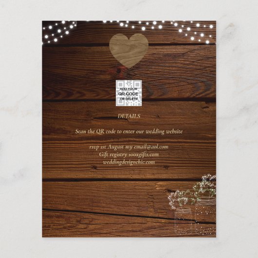 Rustic Mason Jars Lights Lace Gypsophilia WEDDING (Achterkant)