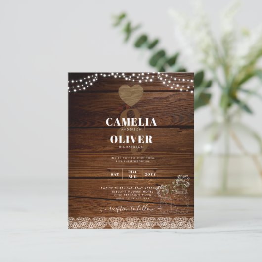 Rustic Mason Jars Lights Lace Gypsophilia WEDDING (Staand voorkant)