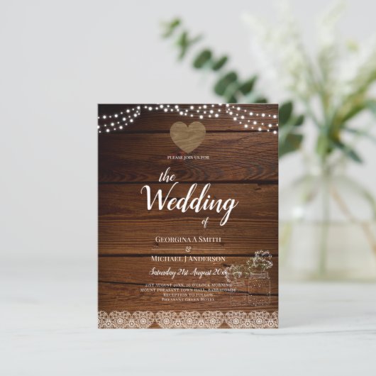 Rustic Mason Jars Lights Lace Gypsophilia WEDDING (Staand voorkant)