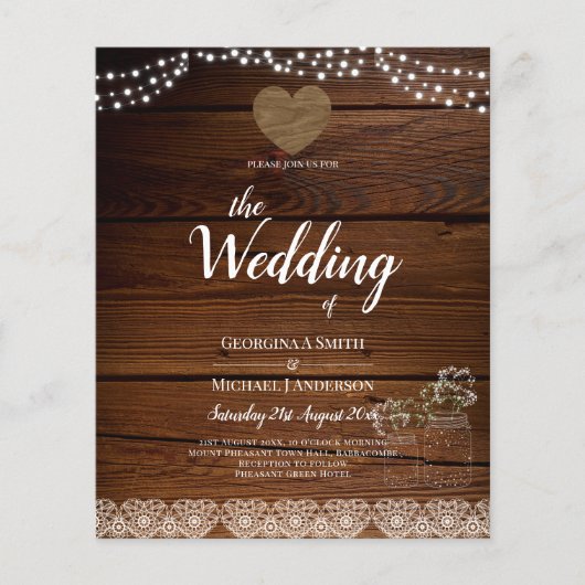 Rustic Mason Jars Lights Lace Gypsophilia WEDDING (Voorkant)