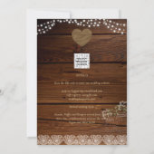 Rustic Mason Jars Lights Lace Gypsophilia WEDDING Kaart (Achterkant)