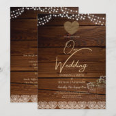 Rustic Mason Jars Lights Lace Gypsophilia WEDDING Kaart (Voorkant / Achterkant)