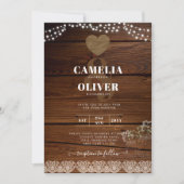 Rustic Mason Jars Lights Lace Gypsophilia WEDDING Kaart (Voorkant)