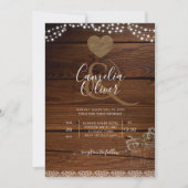 Rustic Mason Jars Lights Lace Gypsophilia WEDDING Kaart (Voorkant)