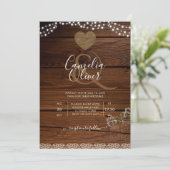 Rustic Mason Jars Lights Lace Gypsophilia WEDDING Kaart (Staand voorkant)