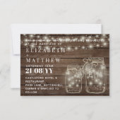 Rustic Mason Jars Lights Wedding Invites met Env. Notitiekaartje (Voorkant)