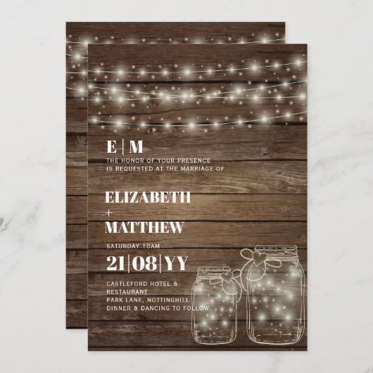 Rustic Mason Jars Printed or Digital Wedding (Voorkant / Achterkant)