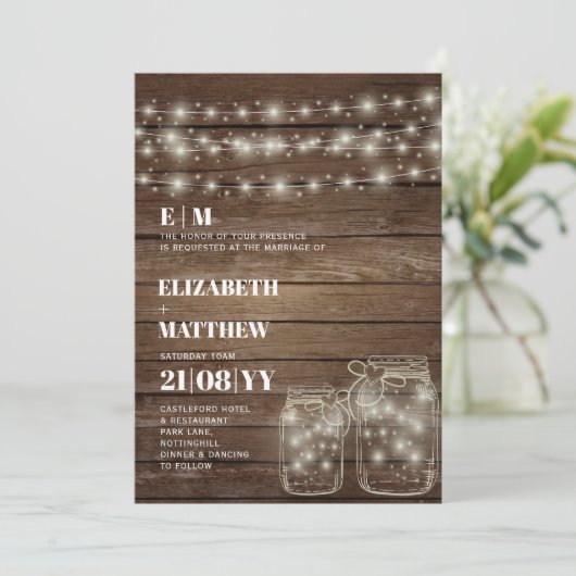 Rustic Mason Jars Printed or Digital Wedding Kaart (Staand voorkant)